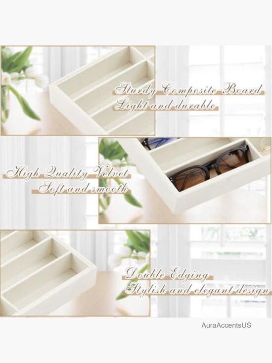 Stackable Sunglass Organizer Trays - 2 Pack, 12 Grids Each, Velvet main image 4